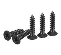 DTGN 500Pcs #4x1/2" Flat Head Wood Screws, 304 Stainless Steel Phillips Self Tapping Screws - Good for Woodworking, Furniture - Black