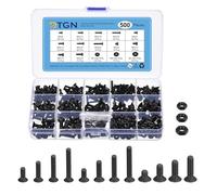 DTGN 500Pcs M3 M4 M5 Flat Head Hex Socket Cap Screws Bolts Nuts Kit, Carbon Steel Black Oxide Flat Machine Screws, Full Thread, Countersunk Bolts