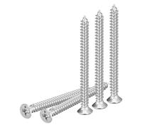 DTGN 50Pcs M4.2x50mm Flat Head Wood Screws, 304 Stainless Steel Phillips Self Tapping Screws - Good for Woodworking, Furniture - Silver
