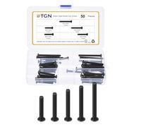 DTGN 50Pcs M5-0.8x30/35/40/45/50mm Button Head Socket Cap Screws - Carbon Steel Bolt Nut Set Washer Assortment Kit - Good for Road Bicycle, Mountain Bike, Auto