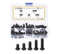 DTGN 50Pcs M6-1x10/12/16/20/25mm Button Head Socket Cap Screws - Carbon Steel Bolt Set Assortment Kit - Good for Road Bicycle, Mountain Bike, Auto