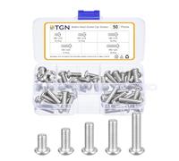 DTGN 50Pcs M6-1x10/14/18/20/25mm Button Head Socket Cap Screws - 304 Stainless Steel Bolt Nut Set Washer Assortment Kit - Good for Road Bicycle, Mountain Bike, Auto