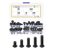 DTGN 50Pcs M6-1x10/14/18/20/25mm Button Head Socket Cap Screws - Carbon Steel Bolt Set Assortment Kit - Good for Road Bicycle, Mountain Bike, Auto