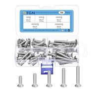 DTGN 50Pcs M6 x 20mm /25mm /30mm /35mm/ 40mm Flat Head Hex Socket Cap Screws Bolts Kit, 304 Stainless Steel, Full Thread, Countersunk Bolts