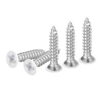 DTGN 50Pcs ST3x15mm Flat Head Wood Screws, 304 Stainless Steel White Phillips Self Tapping Screws - Good for Woodworking, Furniture - White