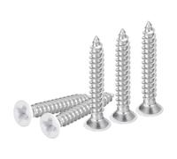 DTGN 50Pcs ST3x20mm Flat Head Wood Screws, 304 Stainless Steel White Phillips Self Tapping Screws - Good for Woodworking, Furniture - White