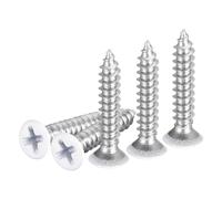 DTGN 50Pcs ST4x20mm Flat Head Wood Screws, 304 Stainless Steel White Phillips Self Tapping Screws - Good for Woodworking, Furniture - White