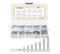 DTGN 565Pcs M2.5-0.45x4/6/8/10/12/16/20mm Button Head Socket Cap Screws - 304 Stainless Steel Bolt Nut Set Washer Assortment Kit - Good for Road Bicycle, Mountain Bike, Auto