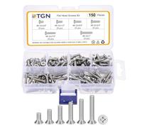 DTGN #8-32 Flat Head Screws Bolts Assortment Kit - 150pcs - Good for Machinery - Stainless Steel Phillips Countersunk Screws Set - Silver