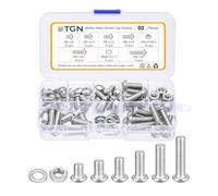 DTGN 80Pcs M6-1.75x8/10/12/16/20/25mm Button Head Socket Cap Screws - 304 Stainless Steel Bolt Nut Set Washer Assortment Kit - Good for Road Bicycle, Mountain Bike, Auto