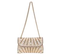 DTGN Evening Bags Clutch Purses for Women Formal, Beaded Purses Crystal Rhinestone Crossbody Handbag with Chain Shoulder Bag Sparkly for Wedding Guest Party Gold