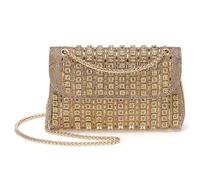 DTGN Evening Bags Clutch Purses for Women Formal, Crossbody Handbag with Chain Shoulder Bag Crystal Rhinestone Sparkly Stylish for Wedding Bride Guest Party Gold