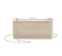 DTGN Evening Bags Clutch Purses for Women Formal, Crystal Rhinestone Purse Handbag Crossbody Bag with Chain Shoulder Bag Sparkly for Wedding Guest Party Gold