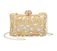 DTGN Evening Bags Clutch Purses for Women Formal, Purse Crossbody Handbag Rhinestone Shoulder Bag with Chain Sparkly for Wedding Bridal Guest Party Gold