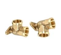 DTGN G1/2 x G1/2 (Female x Female) 90 Degree Brass Pipe Fitting - 2Pack - Good for Water Pipe System - Brass Drop Ear Elbow Crimp Fittings - Gold Tone