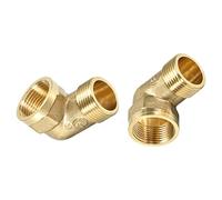 DTGN G3/4 x G3/4 (Male x Female) 90 Degree Brass Pipe Fitting - 2Pack - Good for Water Pipe System - Brass Street Elbow Adapter - Gold Tone
