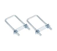 DTGN M10x50x130mm U Bolts Square Kit - 2Set - Carbon Steel U-Bolt Kit with Nuts, Washers, Frame Plate - Good for Pipe, Trailer, Automotive, Leaf Spring Fastener