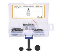 DTGN M3-0.5x12 Flat Head Nuts and Bolts Assortment Kit - 200pcs - Good for Electronics and Machinery - Carbon Steel Phillips Countersunk Machine Screws Set - Black