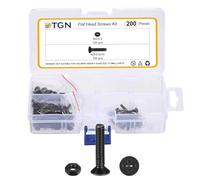 DTGN M3-0.5x14 Flat Head Nuts and Bolts Assortment Kit - 200pcs - Good for Electronics and Machinery - Carbon Steel Phillips Countersunk Machine Screws Set - Black