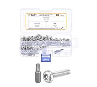 DTGN M4x20mm Pan Head Torx Security Screws - 80Pack - Good for Machinery - 304 Stainless Steel Tamper Proof Fasteners & a Torx Driver Bit - Silver Tone