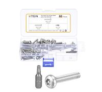 DTGN M4x25mm Pan Head Torx Security Screws - 60Pack - Good for Machinery - 304 Stainless Steel Tamper Proof Fasteners & a Torx Driver Bit - Silver Tone