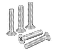 DTGN M5-0.8x25 Flat Head Countersunk Machine Screws - 50pcs - Good for Furniture and Machinery - 304 Stainless Steel Phillips Machine Screws Bolts - Silver
