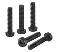 DTGN M5-0.8x25 Pan Head Machine Screws - 50pcs - Good for Machinery - Nylon Phillips Machine Screws Bolts - Black