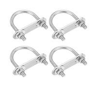 DTGN M6x33x53mm U Bolts Round Kit - 4Set - 304 Stainless Steel U-Bolt Kit with Nuts, Washers, Frame Plate - Good for DN25 Pipe, Trailer, Automotive, Leaf Spring Fastener