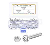 DTGN M6x35mm Pan Head Torx Security Screws - 40Pack - Good for Machinery - 304 Stainless Steel Tamper Proof Torx Security Fasteners & Hex Nuts - Silver Tone