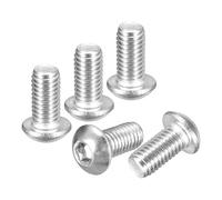 DTGN M8-1.25x16mm Button Head Socket Cap Screws - 5Pack - Good for Road Bicycle, Mountain Bike, Auto, Motorcycle - 316 Stainless Steel Whitewashed - Hex Drive Fasteners