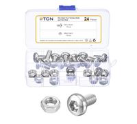 DTGN M8x16mm Pan Head Torx Security Screws - 24Pack - Good for Machinery - 304 Stainless Steel Tamper Proof Torx Security Fasteners & Hex Nuts - Silver Tone
