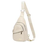 DTGN Sling Bags for Women Man - Small Crossbody Backpack - PU Leather Women's Chest Bag Casual Packs for Travel - White