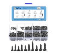 DTGN Small Phillips Pan Head Self Tapping Screws Micro Wood Screws, Mini Electronic Screws Assortment Kit,Carbon Steel Black Oxide(Size:M1.4x5-M2.3x12-1000pcs)