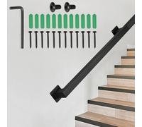 DTGN Stair Railing Indoor 5FT - Square Tube Handrail Metal Staircase Wall Mounted Handrails for Home Indoor Stairs Loft - Non-Slip W/Screws & Expansion Tube & Hex Wrench - Black