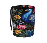 DTHKJNLSF Beautiful peacock in the flowers Car Trash Can with Hanging Strap, Small Portable Garbage Can for Car SUV Truck, Collapsible Car Trash Bin Cup Holder, Full Print Design