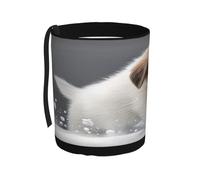 DTHKJNLSF Puppy playing in the snow Car Trash Can with Hanging Strap, Small Portable Garbage Can for Car SUV Truck, Collapsible Car Trash Bin Cup Holder, Full Print Design
