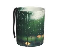 DTHKJNLSF Rain outside the window Car Trash Can with Hanging Strap, Small Portable Garbage Can for Car SUV Truck, Collapsible Car Trash Bin Cup Holder, Full Print Design