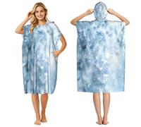 DTHKJNLSF Snowflakes Fall Adult Hooded Beach Poncho Towel