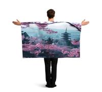 DTHKJNLSF Wearable Cape with Sleeves, Country Flag Cape Cloak Costume, Party Celebrations, Sports Events, National Holidays Cherry blossom grove