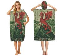 DTHKJNLSF Welsh Flag Adult Hooded Beach Poncho Towel