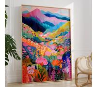 Colorful Abstract Watercolor Wall Art Colorful Wildflower Pictures Aesthetic Landscape Poster Mountain Landscape Abstract Wall Art Mountains Poster Prints for Home Decor 16x24inch No Frame
