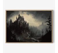 Dthllay Vintage Castle Poster Dark Academia Victorian Gothic Wall Art Vintage Gothic Moon Poster Moody Castle Wall Art Dark Mysterious Art Prints for Halloween Decor 16x24inch No Frame