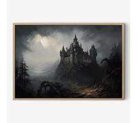 Dthllay Vintage Castle Poster Dark Academia Victorian Gothic Wall Art Vintage Gothic Moon Poster Moody Castle Wall Art Dark Mysterious Art Prints for Halloween Decor 16x24inch No Frame