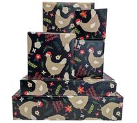 Dtiafu Chicken Wrapping Paper for Christmas - Funny Print Gift Wrap with Merry Clucking Christmas Words - 20X28 Inch Per Sheet (6 Sheet)