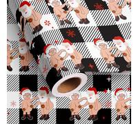 Dtiafu Funny Christmas Wrapping Paper Roll Naughty Santa Gift Wrap Sheets Inappropriate Black White Plaid Dedign for Women Men Adult Grandpa Grandma Winter Holiday Party Celebration - Total 28.5sq.ft