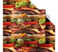 Dtiafu Funny Hamburger Wrapping Paper for Men Women - Funny Burger Gift Wrap for Birthday Holilday Party Christmas - 20 X 28 Inch Per Sheet(6 Sheet)