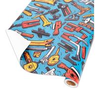 Dtiafu Wrench Wrapping Paper Set Rolls for Men Dad Husband Boys Tools Gift Wrap for Birthday Construction Workers Carpenter Plumber and Laborer Theme Holiday Party - Total 28.5sq.ft