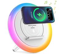 DTIDMI Night Light Bluetooth Speaker,Wireless Charger Stand LED Music Lamp,Color Changing Modern Bluetooth Lamp, Best Teenage Girls Boys Gifts for Teen (6.6inch)