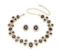 Dtja 2 PCS Rhinestone Crystal Choker Necklace and Earring Set, Statement Jewelry for Women, Cubic Zirconia Stud Earrings for Wedding Prom Festival Costume, 15 inches, 8 Colors, M, Metal, No Gemstone