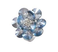 Dtja 3D Crystal Flower Statement Ring for Women Teens Silvery Chunky Cherry Blossom Adjustable Open Wrap Finger Rings Comfort Fit Delicate Wedding Holiday Party Jewelry Gift, Crystal Metal, No